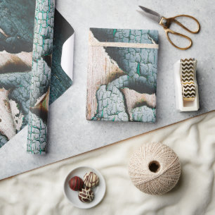 Rustic old light blue green peeling paint wrapping paper