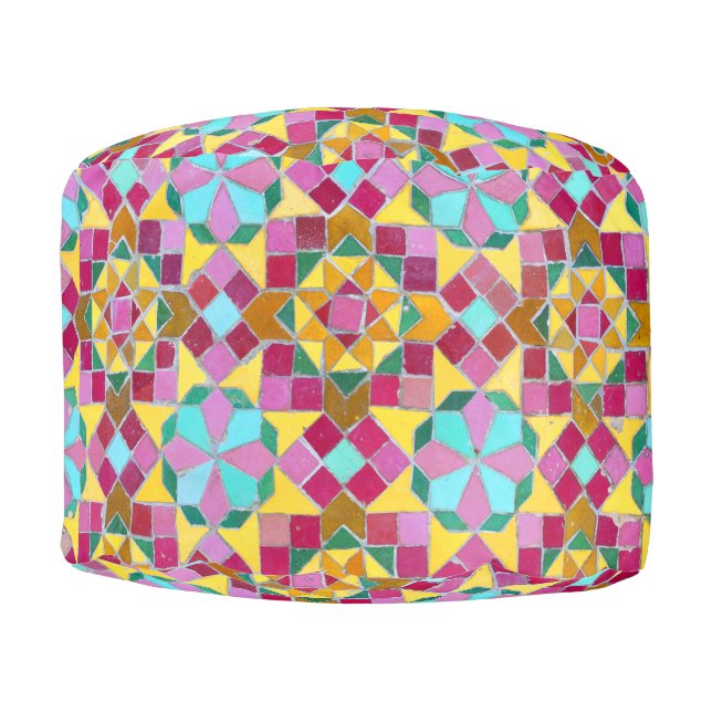 Rustic Old Mosaic Ottoman (Front)