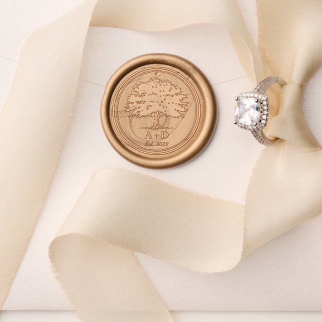 Rustic Old Oak Tree Personalized Wedding Family Wax Seal Stamp (Insitu (Wedding))