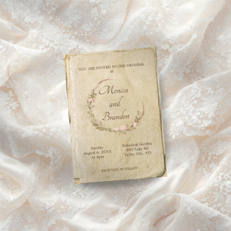 Rustic Old Paper Vintage Wedding Invitation 