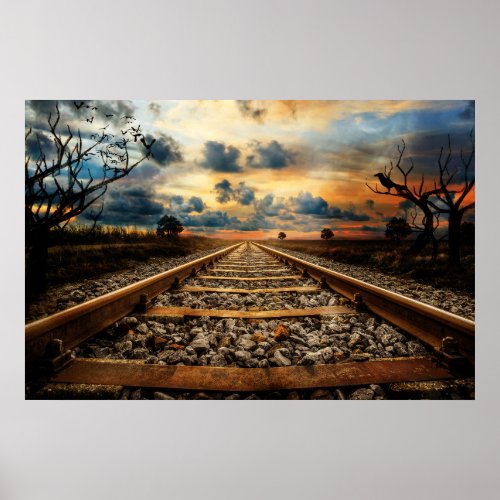 Rustic Old Railroad Tracks Poster