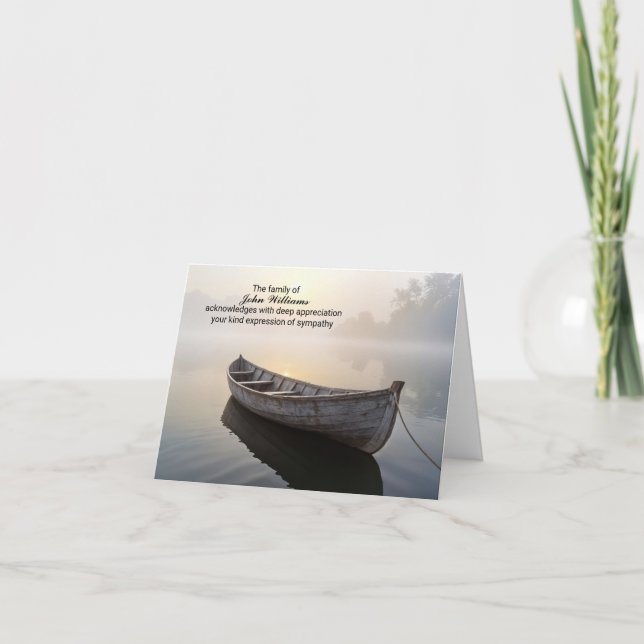 Rustic Old Rowboat Sympathy Thank You Card (Front)