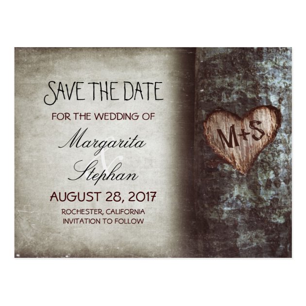 Rustic Old Tree Save The Date Postcards