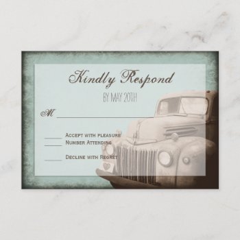 Rustic Old Truck Vintage Country Wedding Rsvp Card by RusticCountryWedding at Zazzle