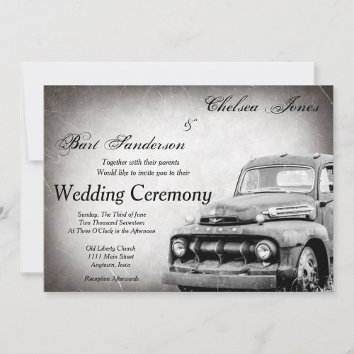 Rustic Old Truck Wedding Invitations