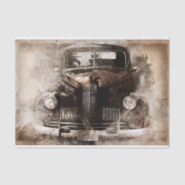 Rustic Old Vintage Car Decoupage Tissue Paper (Front)