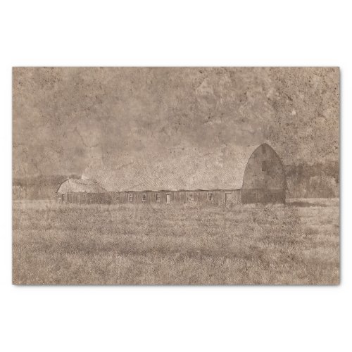 Rustic Old Vintage Sepia Brown Barn Texture Tissue Paper