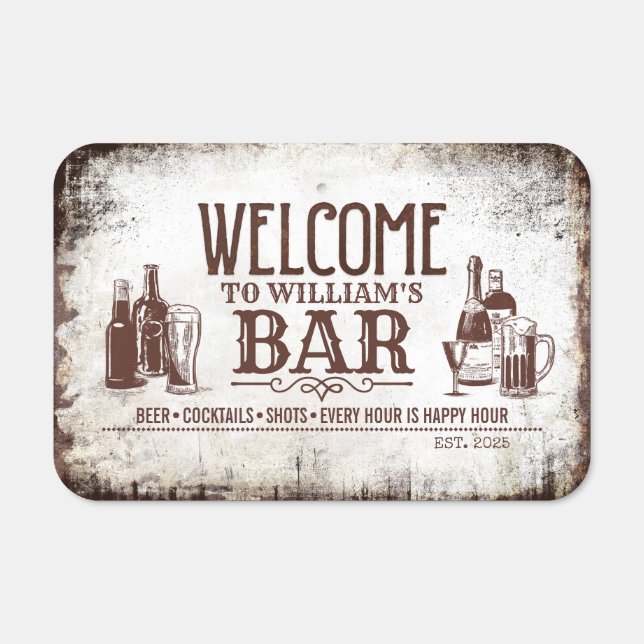 Rustic Old Vintage Style Home Bar Metal Sign (Front)