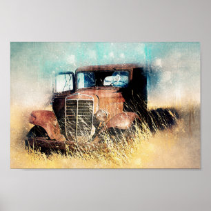 Rustic Old Vintage Truck Decoupage Print