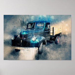 Rustic Old Vintage Truck Decoupage Print