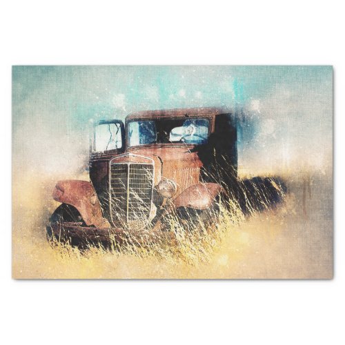 Rustic Old Vintage Truck Decoupage Tissue Paper