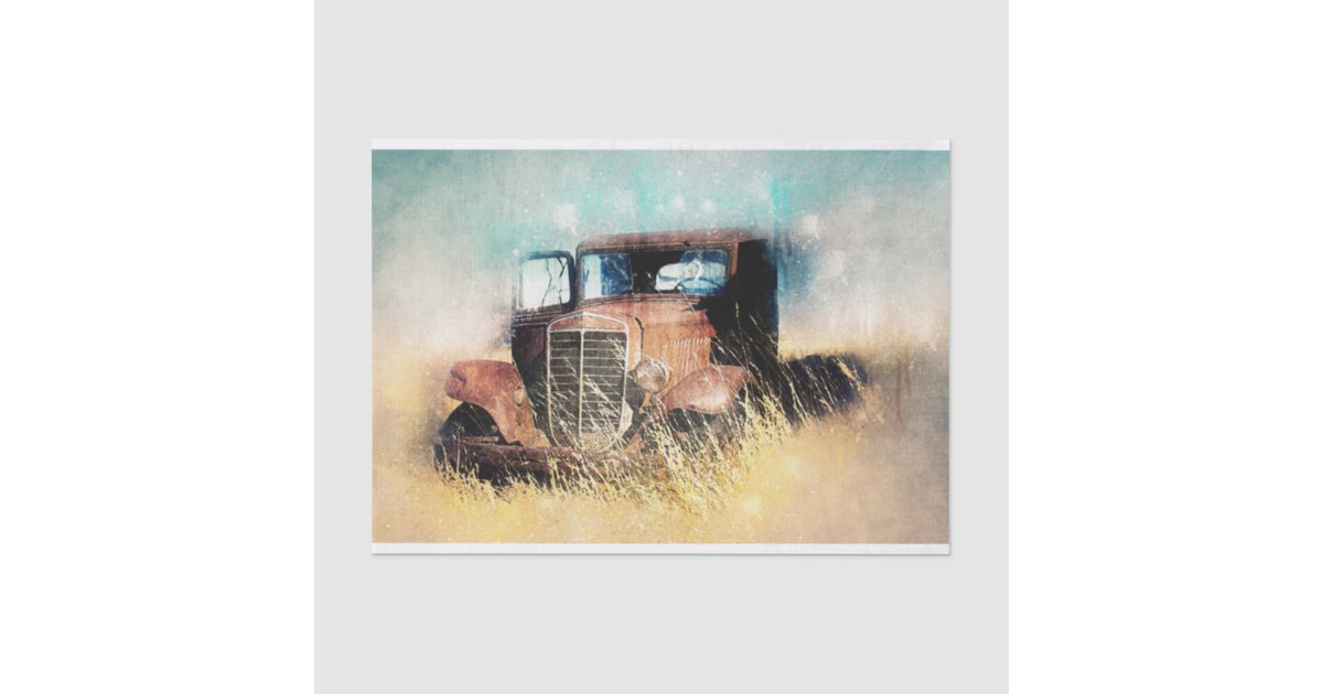Rustic Old Vintage Truck Decoupage Tissue Paper | Zazzle