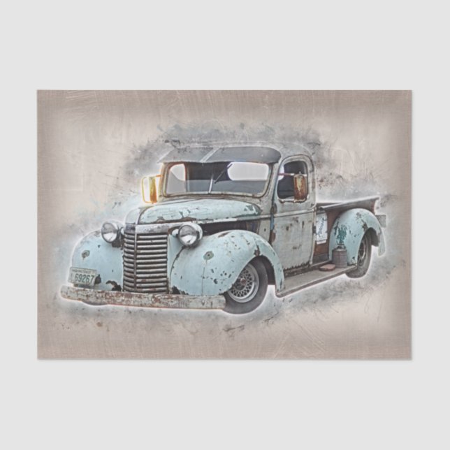 Rustic Old Vintage Truck Decoupage Tissue Paper (Front)