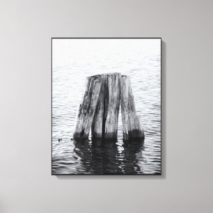 Rustic Old Wood Posts at Pier Canvas Print