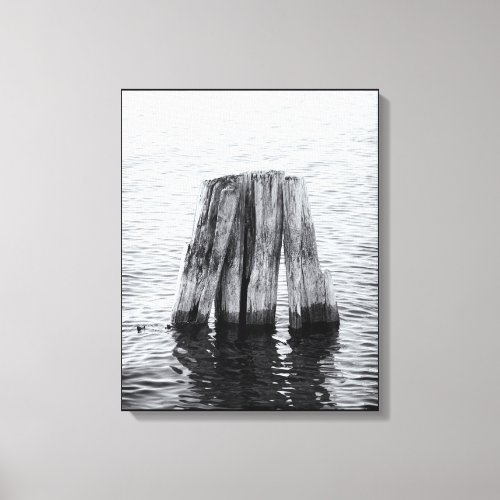 Rustic Old Wood Posts at Pier Canvas Print