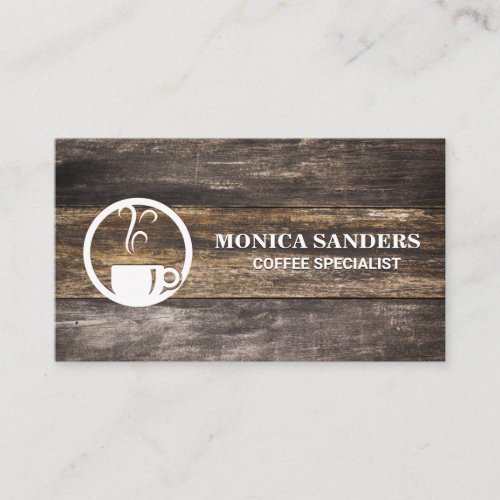 Rustic Old Wood Table  Steam Coffee Cup Appointment Card