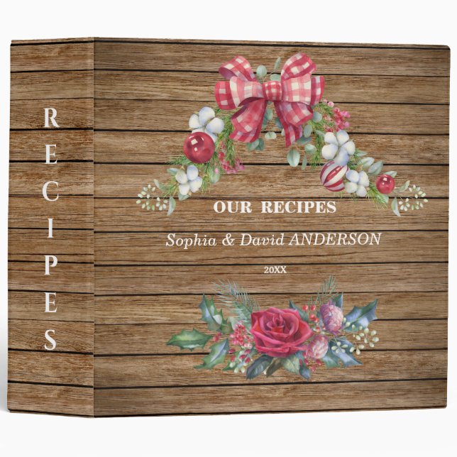 Rustic Old Wood Winter Greenery Bouquets Recipes 3 Ring Binder (Front/Spine)