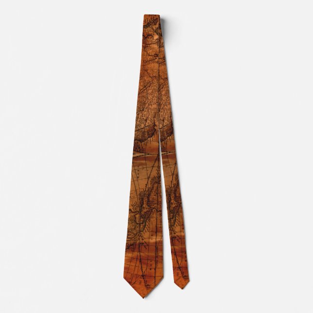 Rustic Old World Map Gifts Neck Tie (Front)