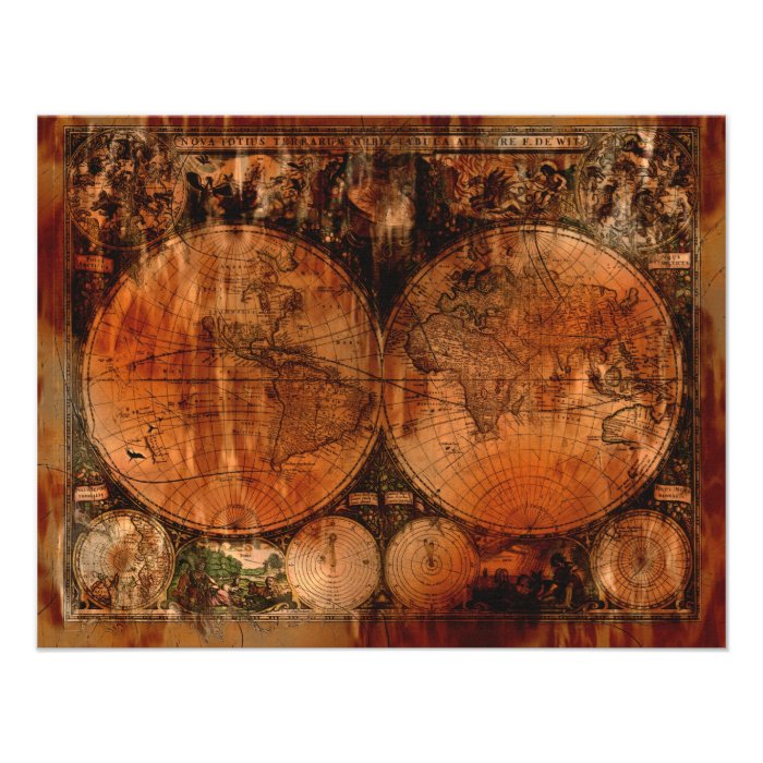 Rustic Old World Map Invitation Cards