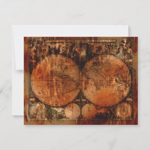 Rustic Old World Map Invitation Cards