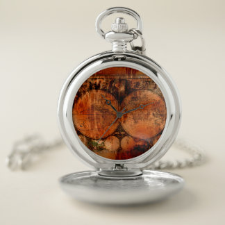 Rustic Old World Map Pocket Watch