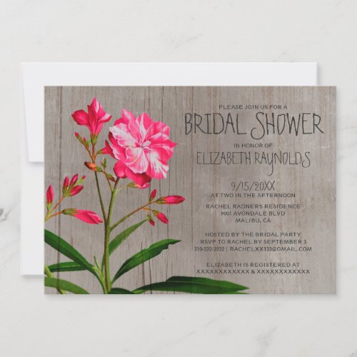 Rustic Oleander Bridal Shower Invitations
