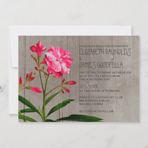 Rustic Oleander Wedding Invitations