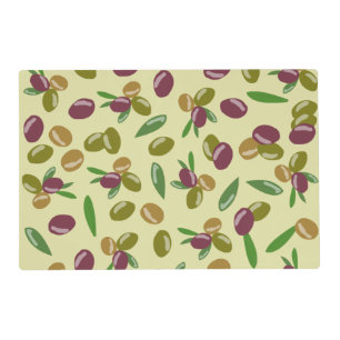 Rustic Olive and Olive Leaves Pattern Placemat