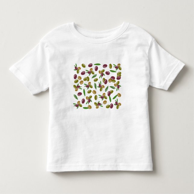 Rustic Olive and Olive Leaves Pattern Toddler T-shirt (Front)