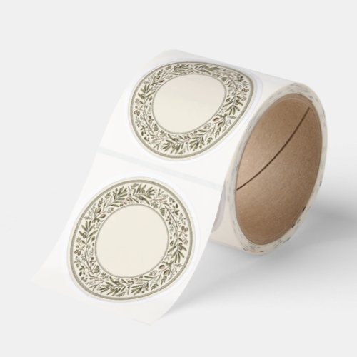 Rustic Olive Branch & Botanical Wreath Round Stick Classic Round Sticker