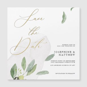 Rustic Olive Branch Chic Calligraphy Save The Date Magnetic Invitation