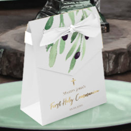 rustic olive branch First Communion Favor Boxes
