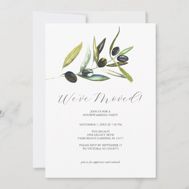 Rustic Olive Branch Housewarming Party  Invitation (Front)