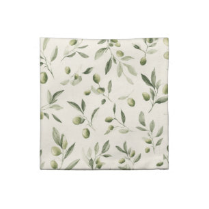 Rustic Olive Branch Mediterranean Pattern Cloth Napkin