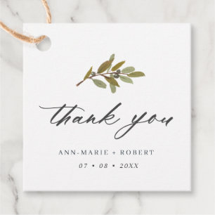 Rustic Olive Branch Thank You Wedding Favor Tags