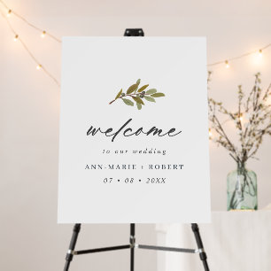 Rustic Olive Branch Thank You Wedding Welcome Foam Board