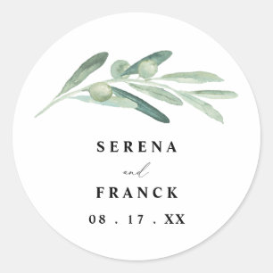 Rustic Olive Branch Wedding Classic Round Sticker