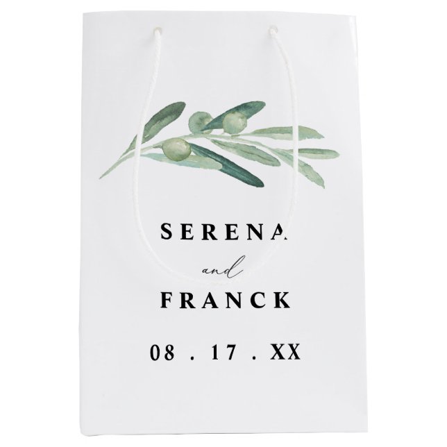 Rustic Olive Branch Wedding Favor Gift Bags (Front)