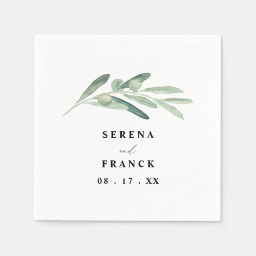 Rustic Olive Branch Wedding  Napkins