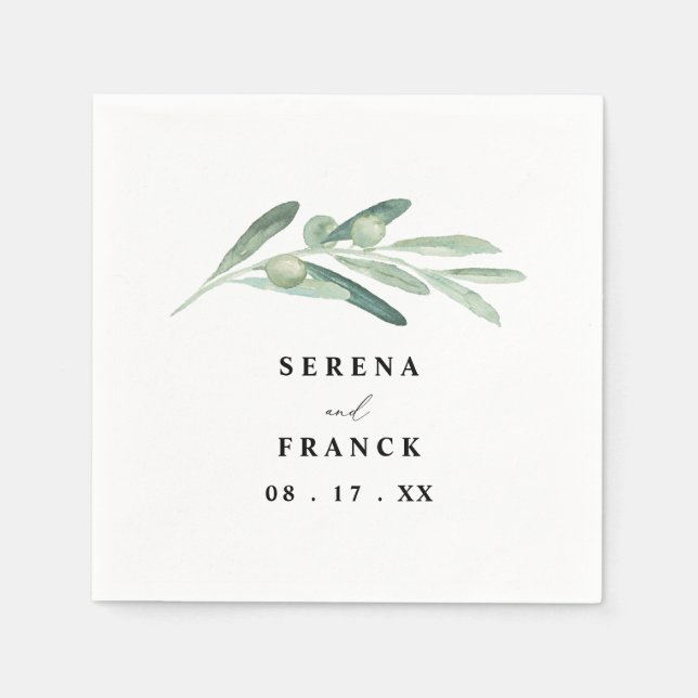 Rustic Olive Branch Wedding  Napkins (Front)