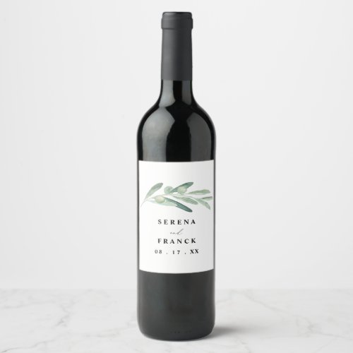 Rustic Olive Branch Wedding   Wine Label