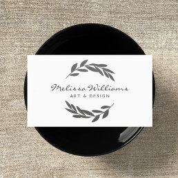 Rustic Olive Branch Wreath Logo Business Card