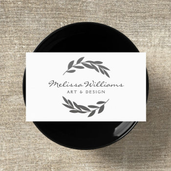 Rustic Olive Branch Wreath Logo Business Card by 1201am at Zazzle