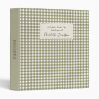 Rustic Olive Green Gingham Plaid Monogram Recipe
