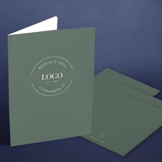 Rustic Olive Green Modern Logo Minimalist Pocket Folder (Rustic Modern Olive green professional business plan, simple folder with logo.)