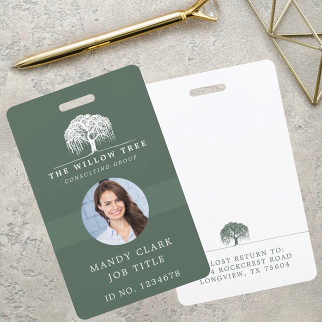 Rustic Olive Green & White Willow Tree Logo Photo Badge (Creator Uploaded)