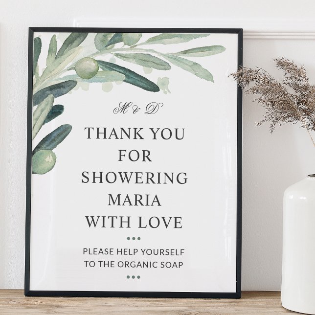 Rustic Olive Greenery Bridal Shower Thank You Sign (Rustic Olive Greenery Bridal Shower Thank You Sign)
