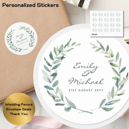 Rustic Olive Leaves Stickers Personalized