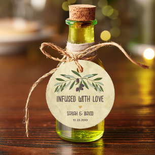 Rustic Olive Oil Infused with Love Wedding Favor Tags