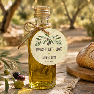 Rustic Olive Oil Infused with Love Wedding Favor Tags